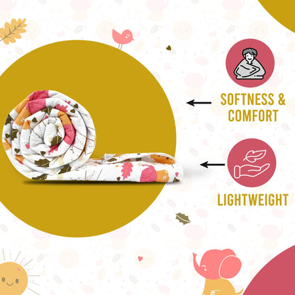 Marlin White Abstract Single Bed Cotton Comforter – 120 GSM