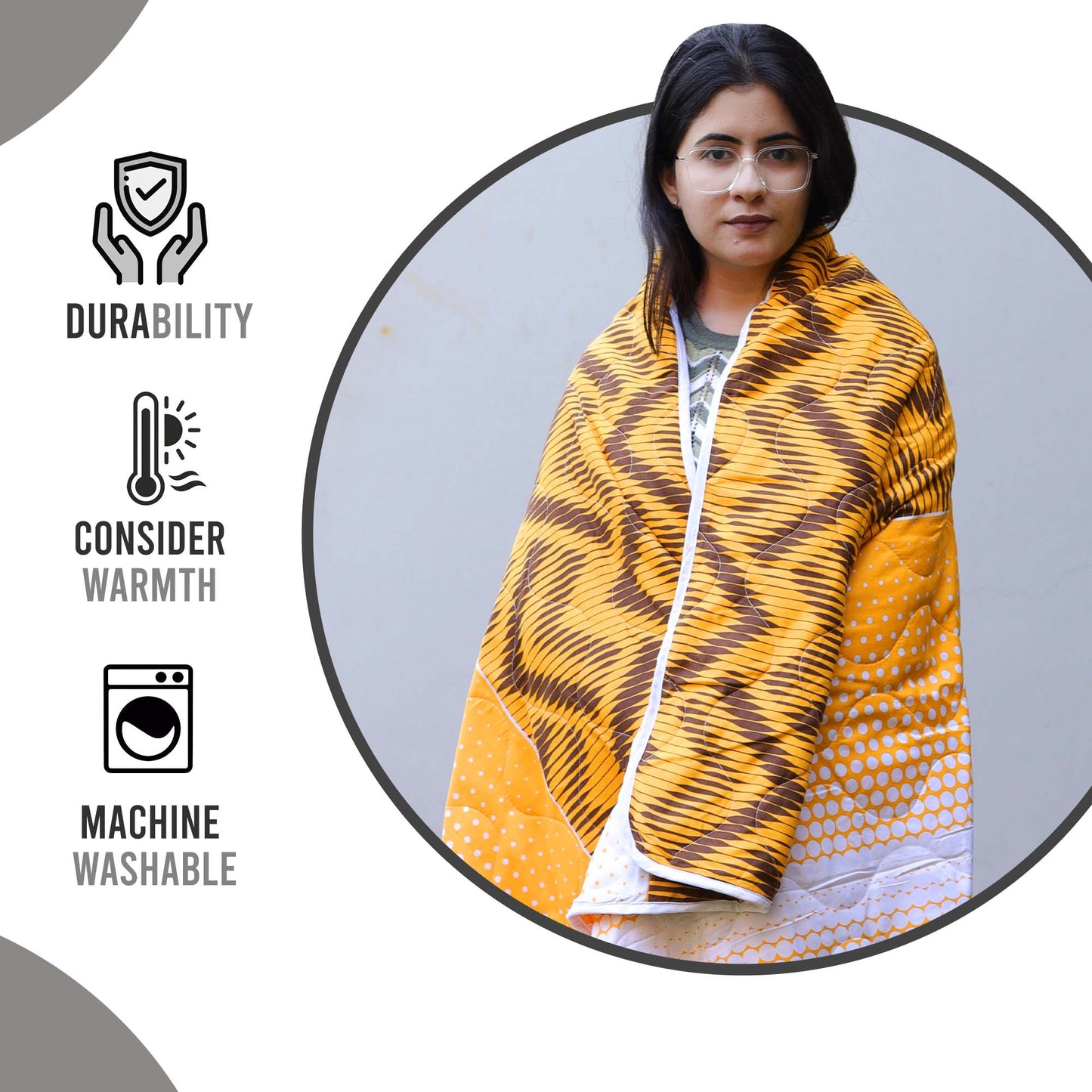 Orange Chevron Single Bed Comforter – 120 GSM Microfiber