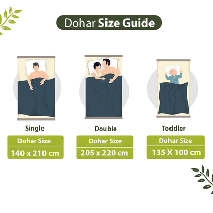 Green & White Floral Double Bed Dohar – 120 GSM Cotton