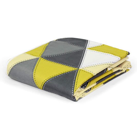 Grey and Yellow 120 TC Cotton Abstract Pattern Single Bed AC Blanket Dohar for All Season