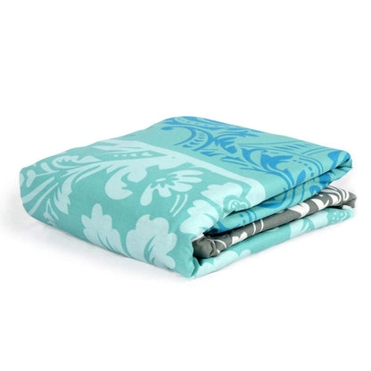 Blue and Grey 120 TC Cotton Floral Pattern Single Bed AC Blanket Dohar for All Season