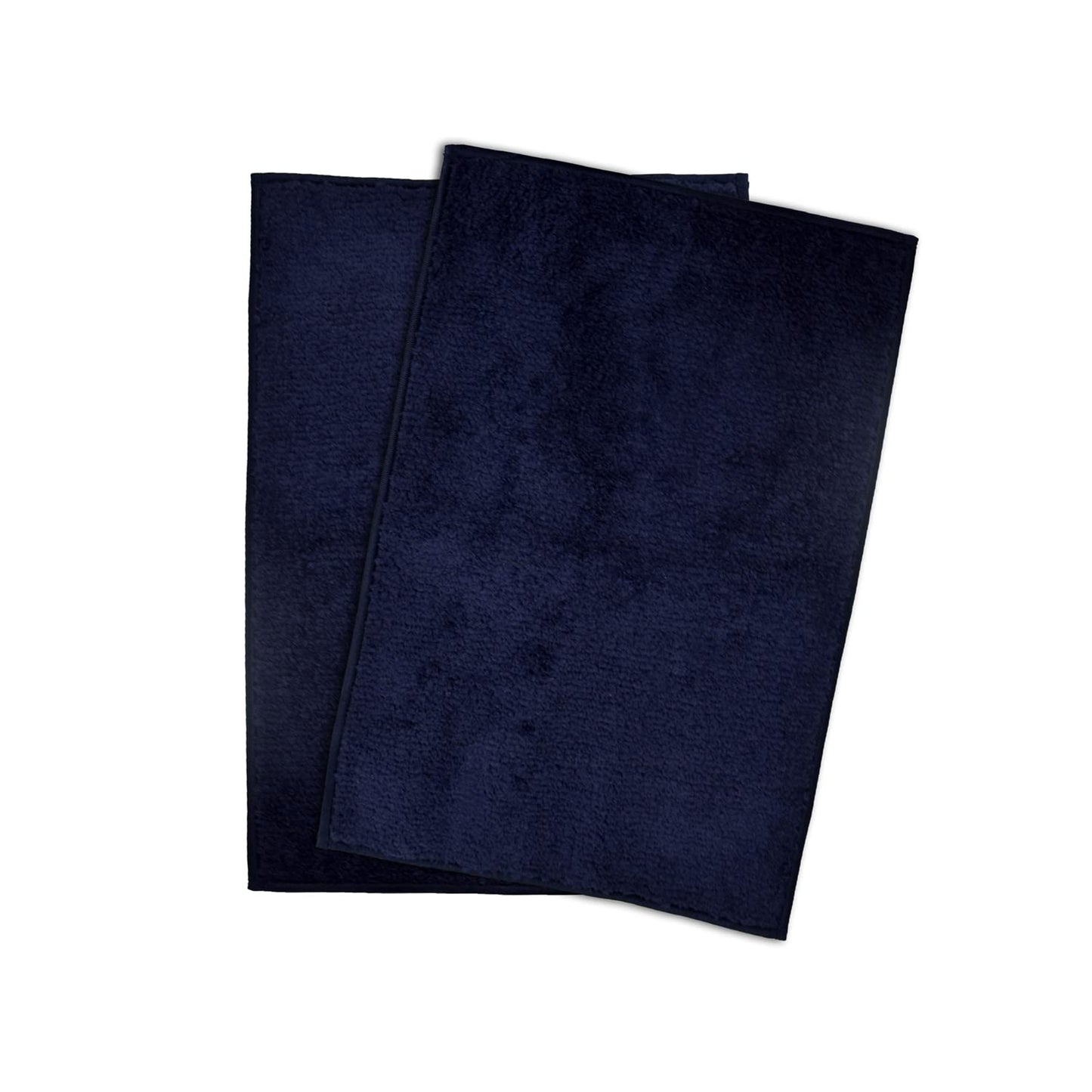 Microfiber Door Mat for Indoor/Outdoor Non Slip Rubber  Dark Blue Set of 2