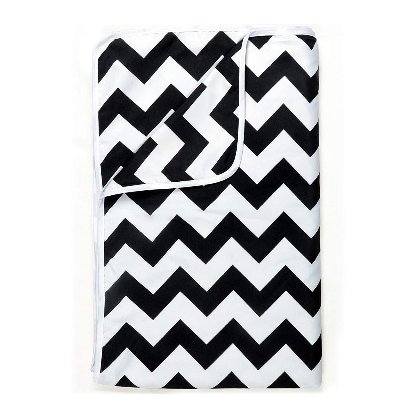 Black and White 120 GSM Microfiber Abstract Zig Zag Pattern Single Bed AC Blanket Dohar for All Season