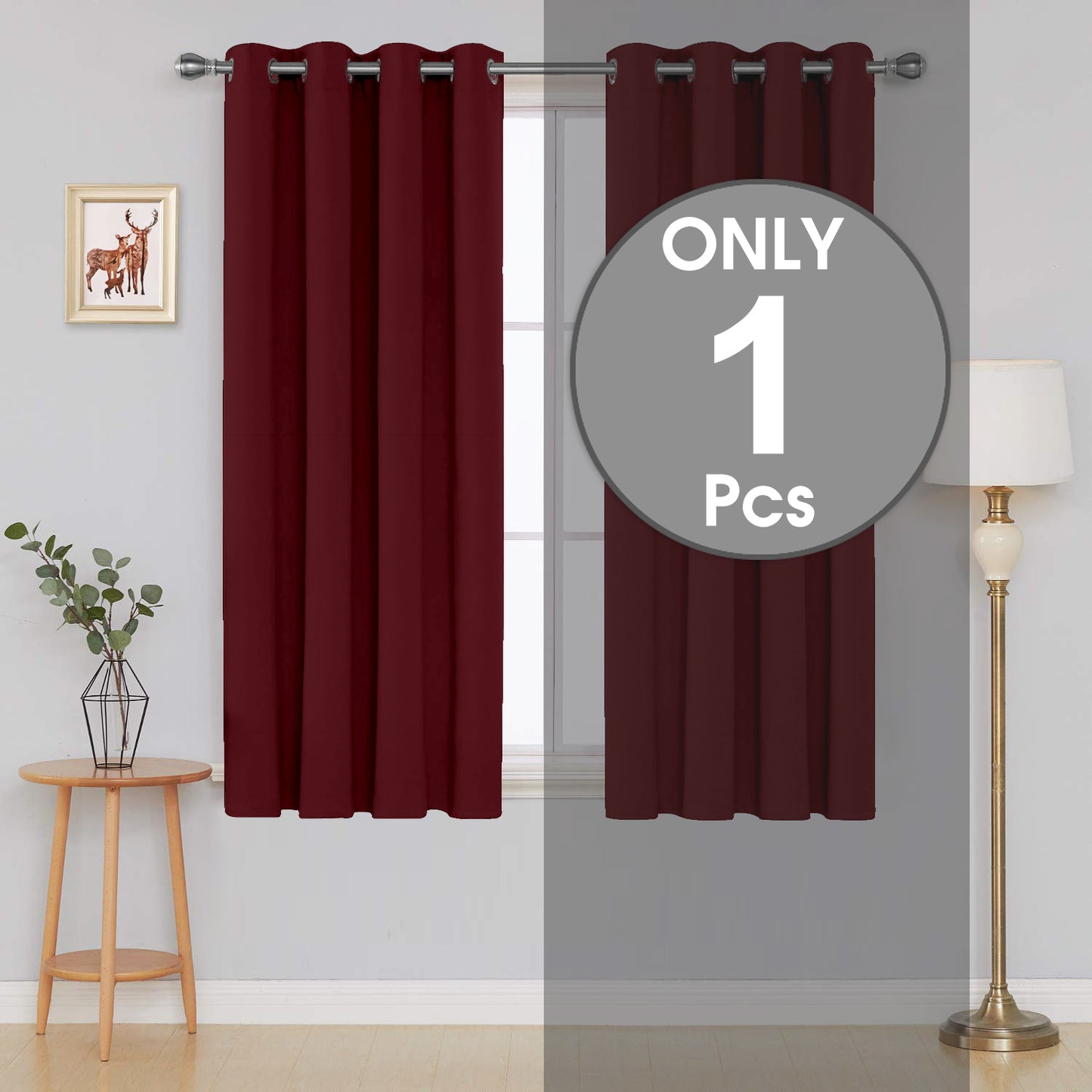 Blackout Series Solid Window Curtain ( Set of 1 ) - 5 Feet Length
