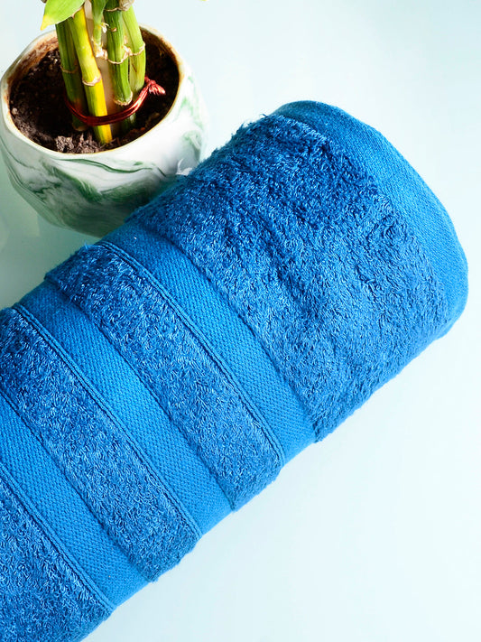 100% Cotton 650 GSM Ultra Soft, Absorbent Bamboo Bath Towel, Blue