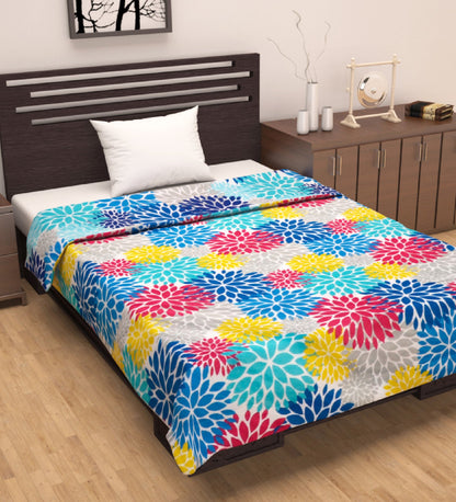 Multicolors 120 TC 100% Cambric Cotton Floral Single Bed AC Blanket Dohar for All Season