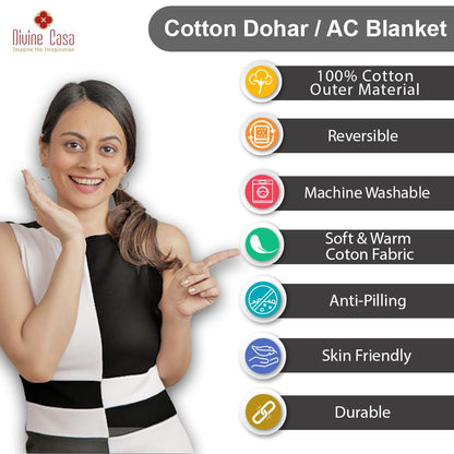 Green Dahlia Multicolor 144 TC 100% Cotton Floral Double Bed AC Blanket Dohar for All Season