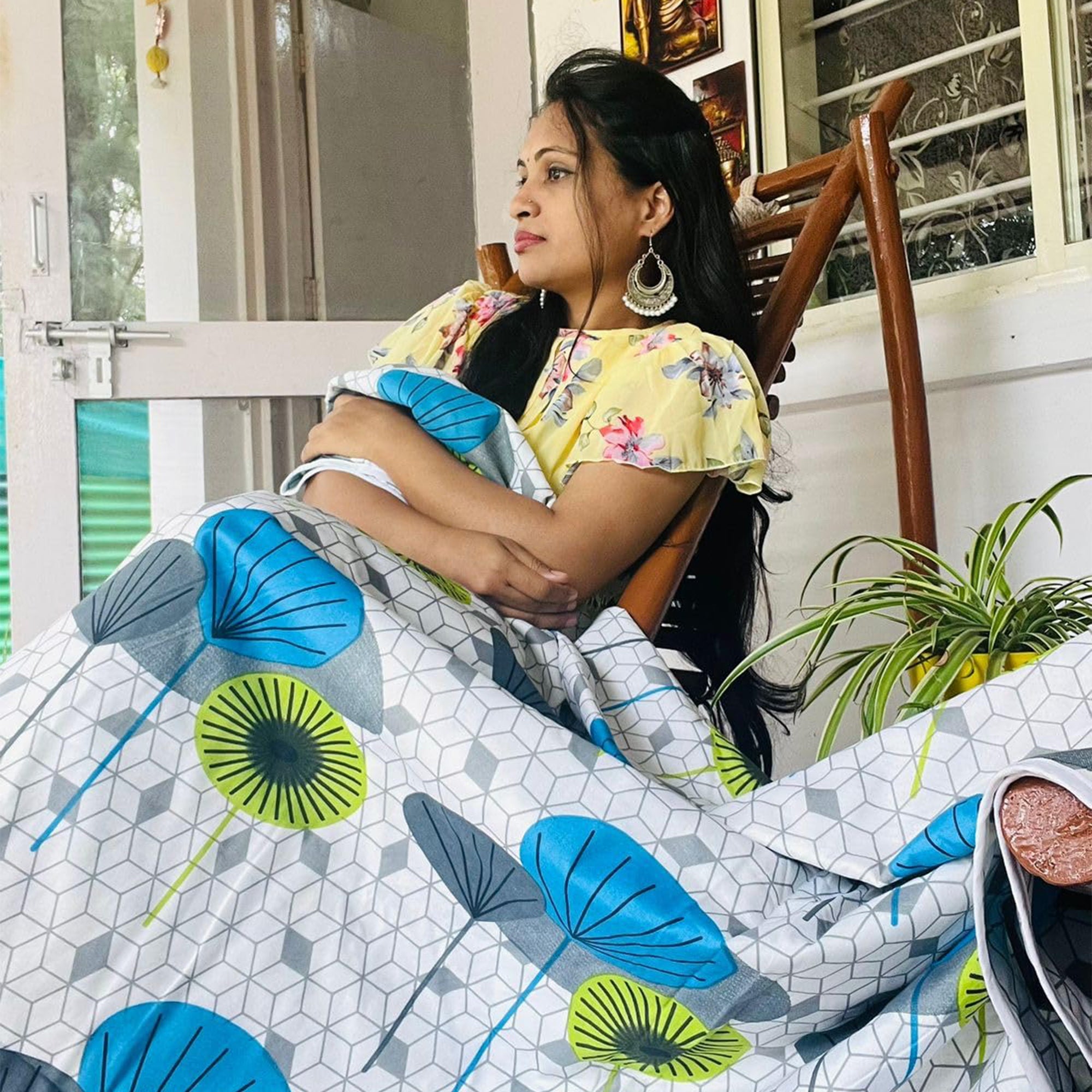 Floral Pattern Single Blanket | Cotton AC Dohar Blankets | Divine Casa