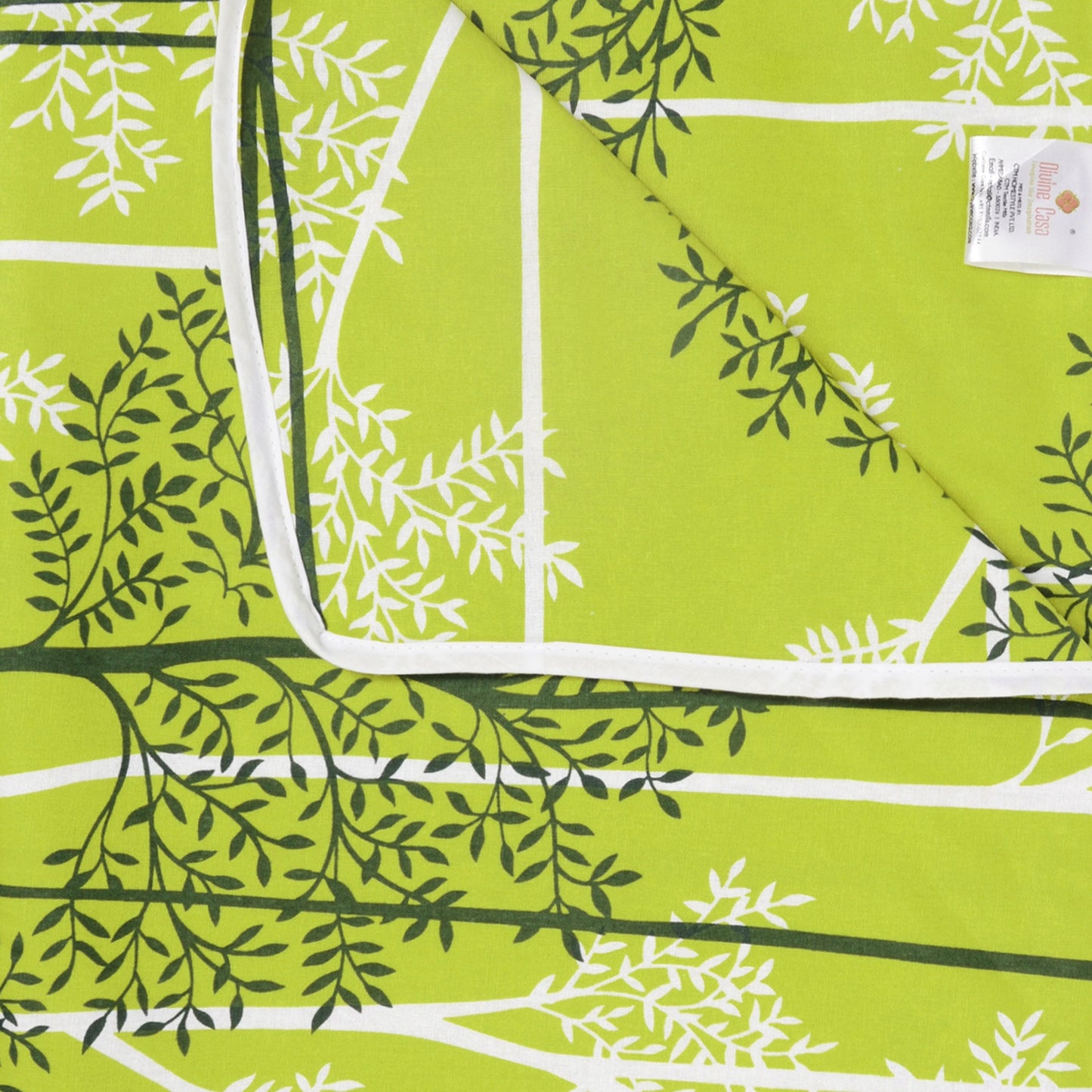 Green 120 TC Cotton Leaf Floral Pattern Single Bed AC Blanket Dohar for All Season